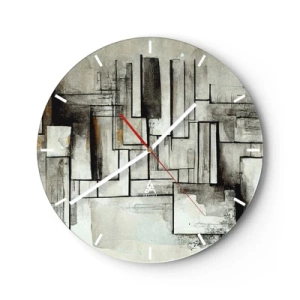 Nástěnné hodiny - Geometrická kompozice obdélníků v tlumených barvách. - 30x30cm - Síla jednoduchosti - Moderní nástěnná dekorace do obývacího pokoje, kuchyně a ložnice ARTTOR