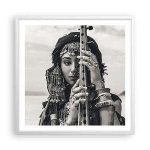 Plakát v bílém rámu - Samotná hudba orientu - 60x60 cm