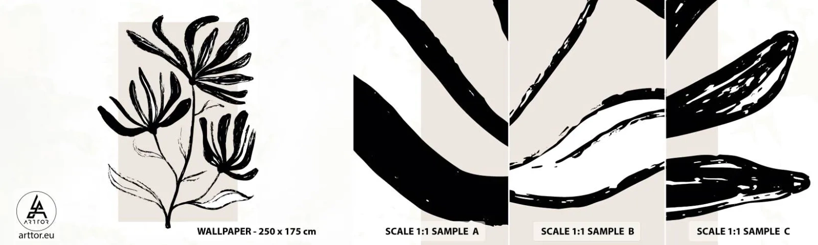 Vzor Fototapety Samolepicí Deluxe Sticker - Náčrtek pro herbář - Květ, Minimalistický, Moderní - 100x30 cm