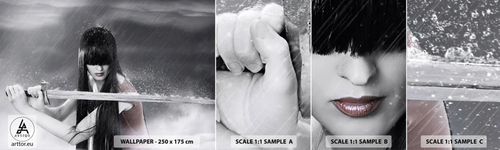 Fototapeta Vzorek Standard Eco - Krásná a nebezpečná - Žena, meč, Válečný - 100x30 cm