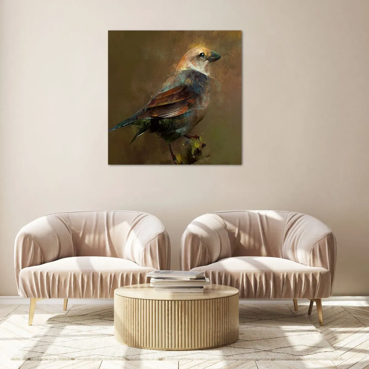 Obraz na skle - Vrabček, maličký ptáček - 70x70 cm