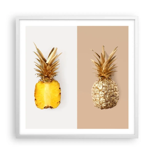 Plakát v bílém rámu - Ananas pro nás - 60x60 cm