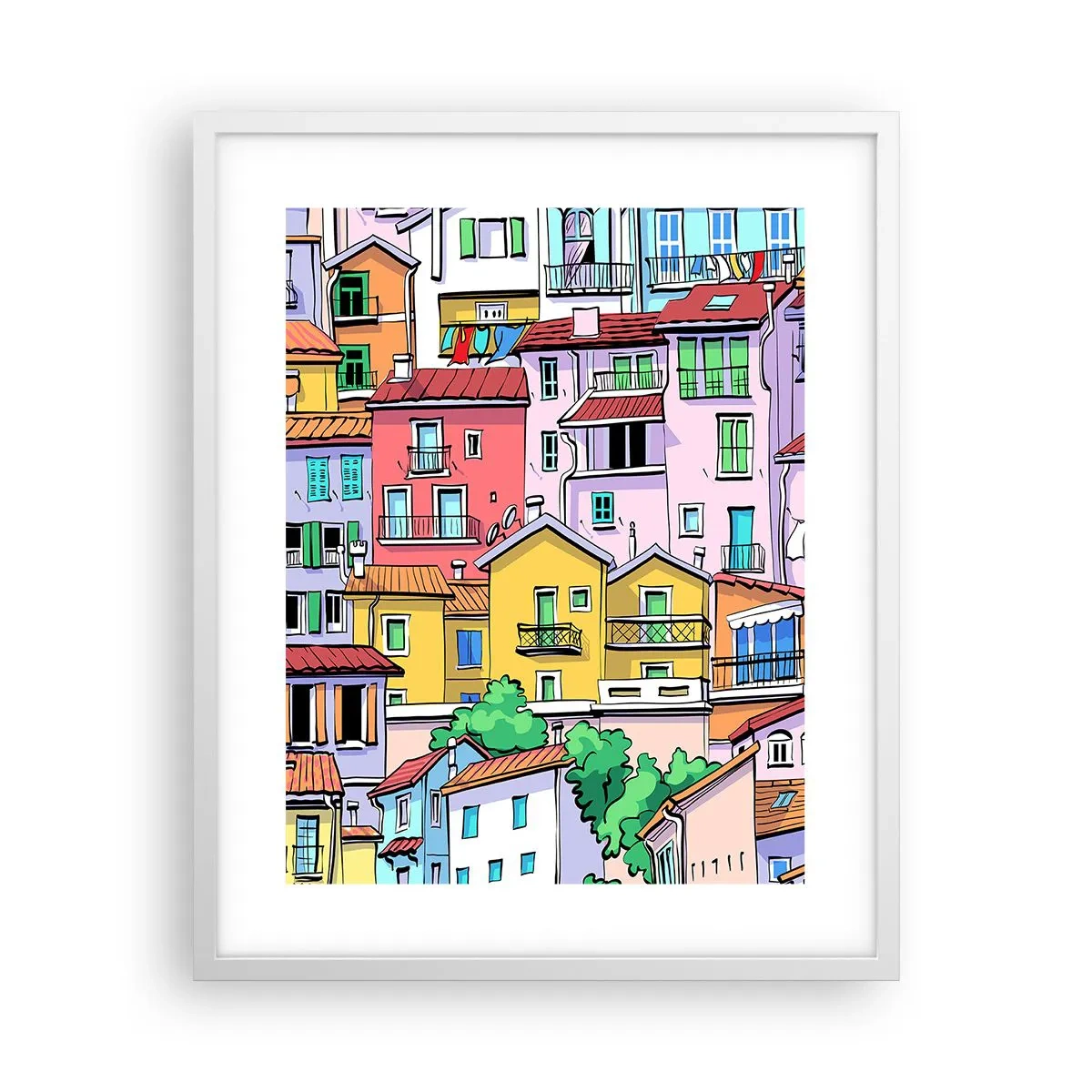 Plakát v bílém rámu - Veselé město - 40x50 cm