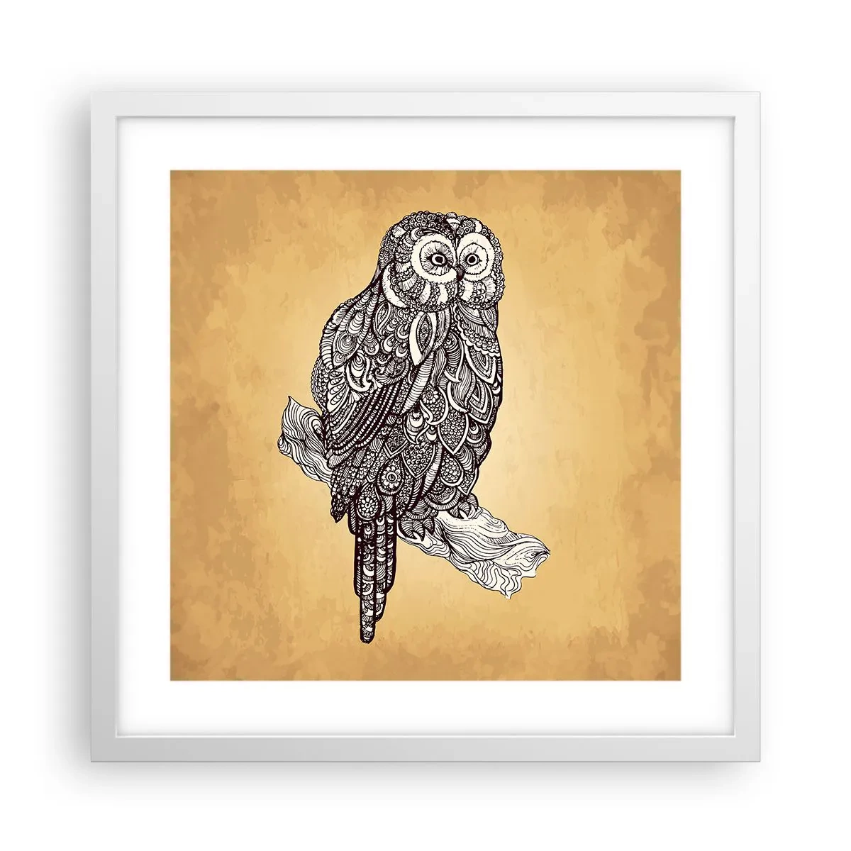 Plakát v bílém rámu - Mistrovské ornamenty moudrosti - 40x40 cm