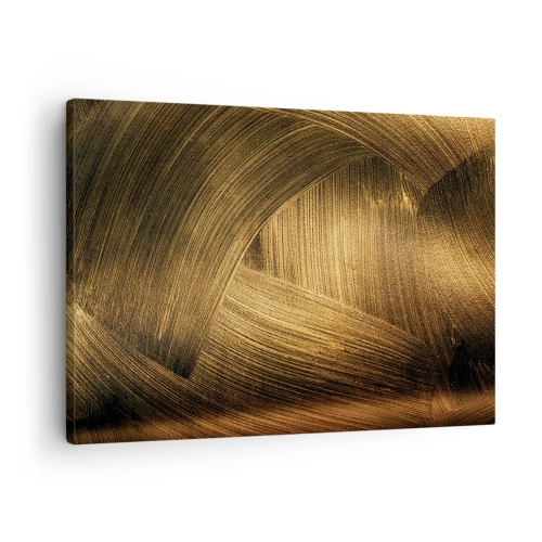 Obraz na plátně - Zlaté abstraktní tahy štětcem - 70x50cm - Ve zlatém labyrintu - Moderní nástěnná dekorace do obývacího pokoje a ložnice ARTTOR
