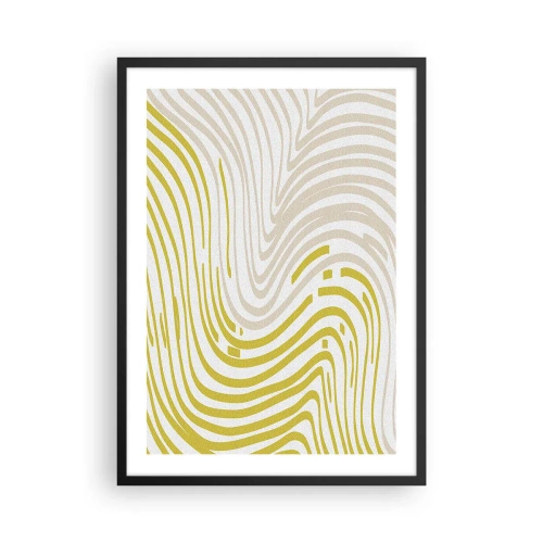 Plakát v černém rámu - Abstraktní kompozice vlnovek v odstínech béžové a žluté. - 50x70cm - Kompozice s mírným ohybem - Moderní nástěnná dekorace do obývacího pokoje a ložnice ARTTOR