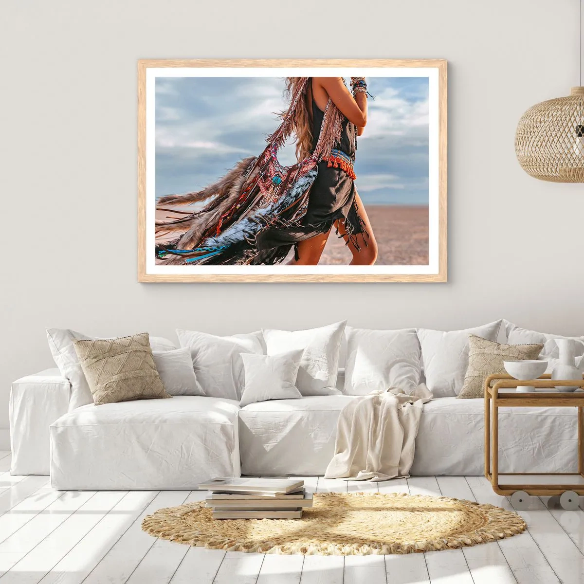 Plakát v rámu světlý dub - Šamanovo děvče - 100x70 cm