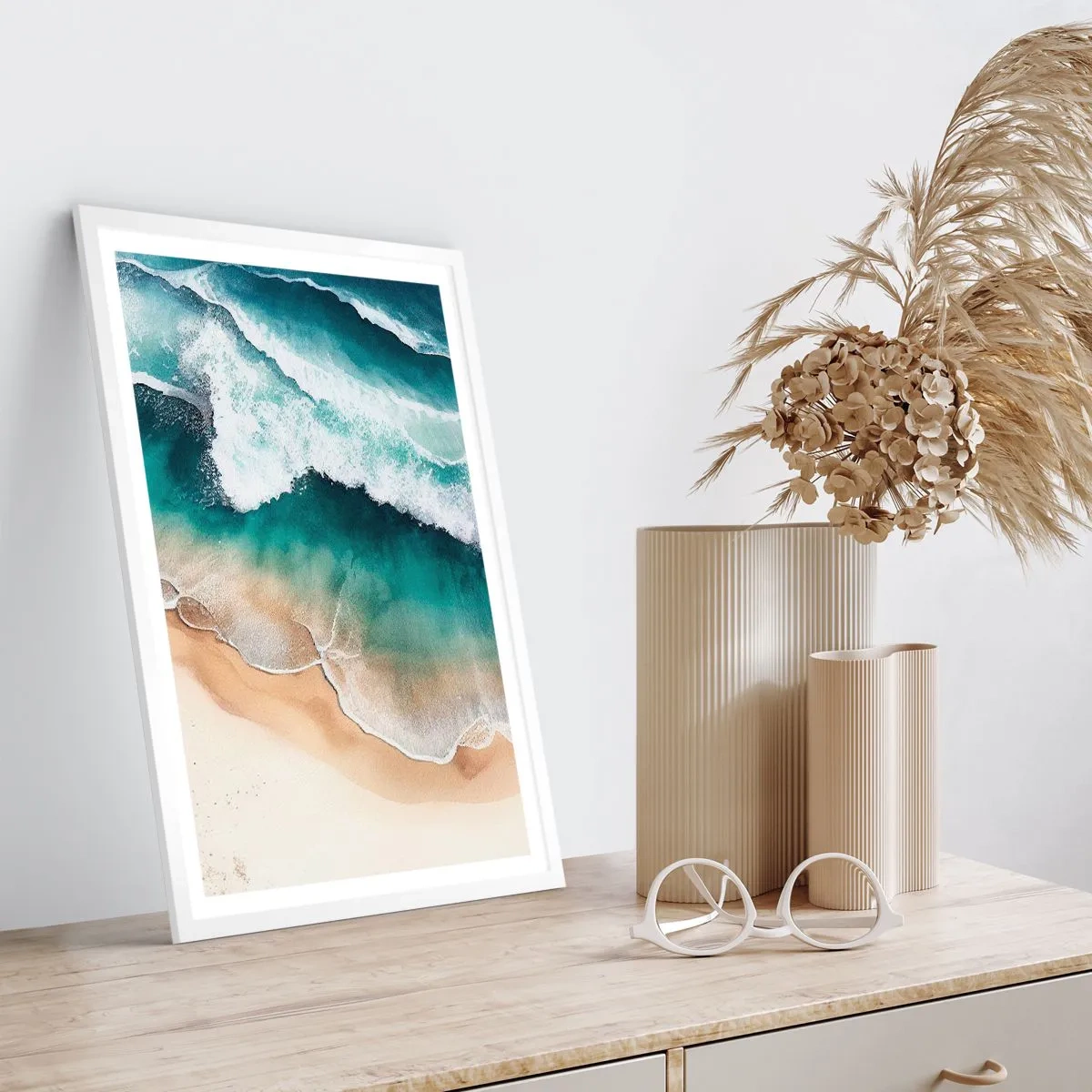 Plakát v bílém rámu - Odvěké setkání - 50x70 cm