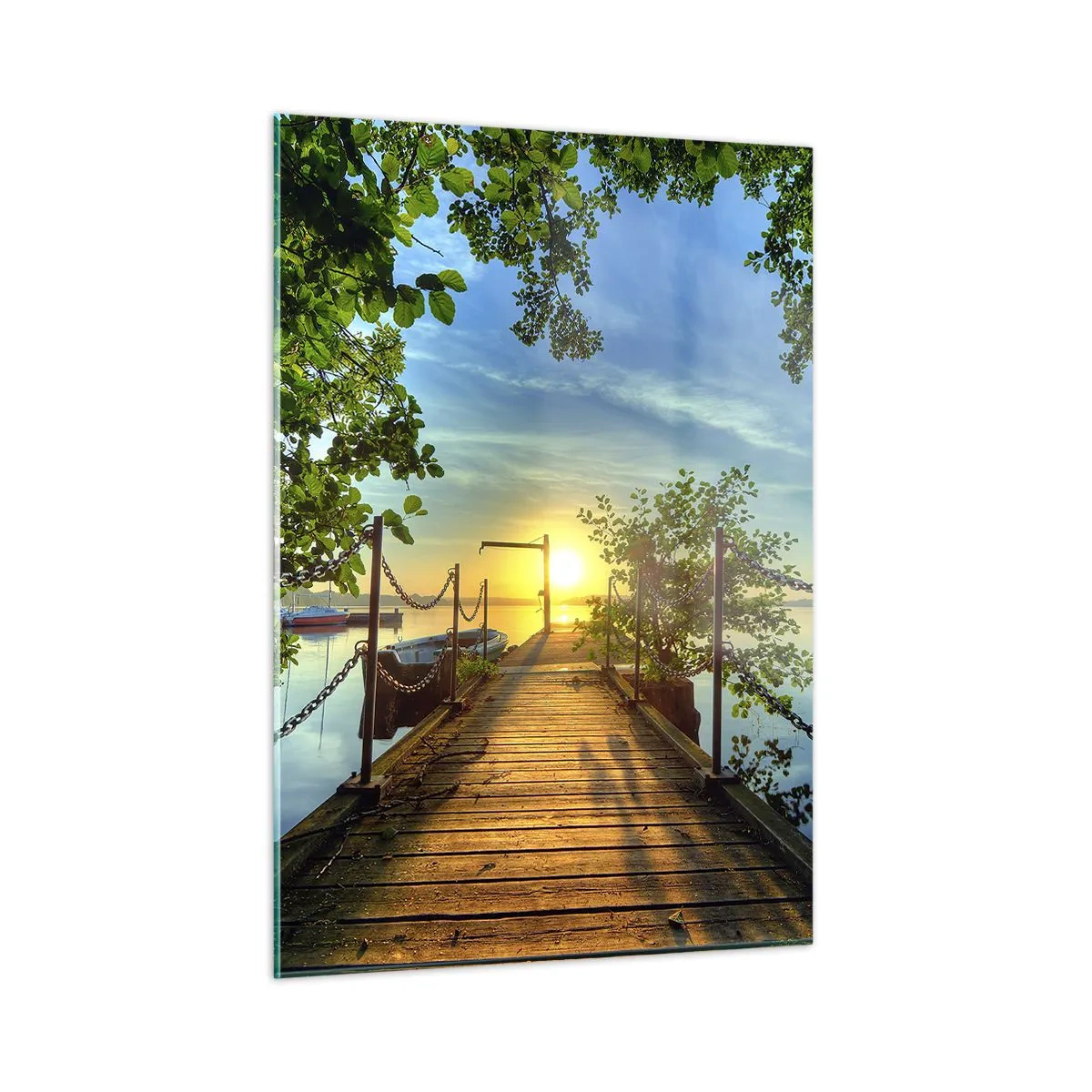 Obraz na skle - Západ u vody - 50x70 cm