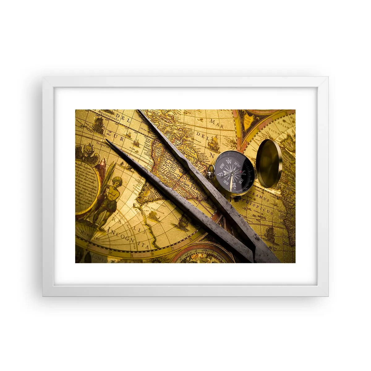 Plakát v bílém rámu - Kde jsou ty poklady? - 40x30 cm