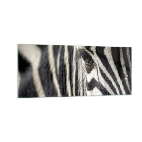 Obraz na skle - Portrét s pruhy - 100x40 cm