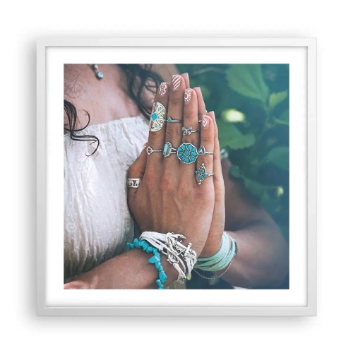 Plakát v bílém rámu - Vítejte v centru bytí - 50x50 cm