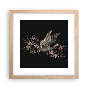 Plakát v rámu světlý dub - Exotický vyšívaný pták - 30x30 cm
