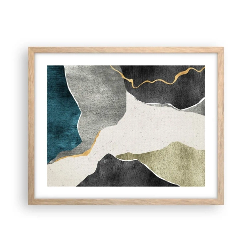 Plakát v rámu světlý dub - Mozaiková kompozice se zlatou nití - 50x40 cm