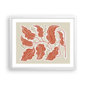 Plakát v bílém rámu - Lidově a korálově - 50x40 cm
