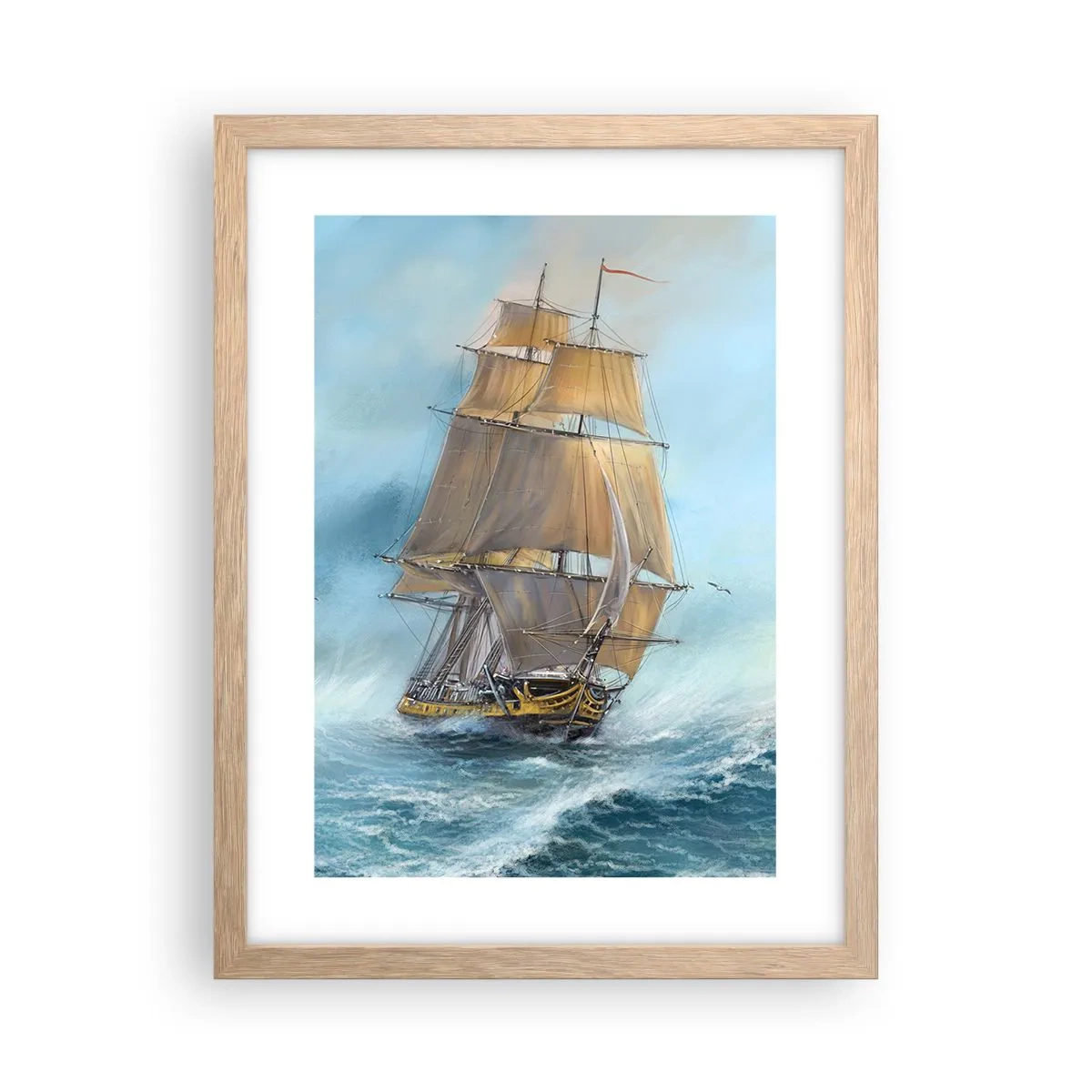 Plakát v rámu světlý dub - Běžící po vlnách - 30x40 cm