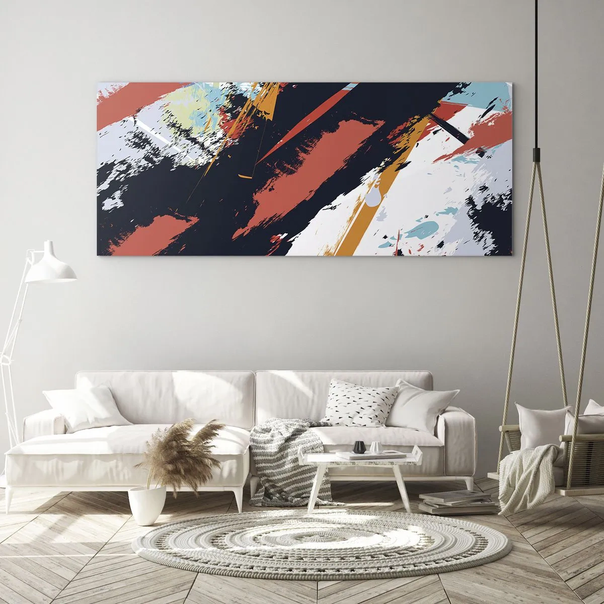 Obraz na skle - Dynamická kompozice - 100x40 cm