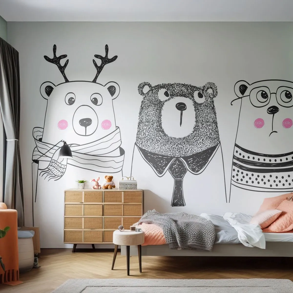 Fototapeta Premium Canvas - Medvěd, medvídek a méďa - Pro děti, Medvěd, Ilustrace - 250x175 cm