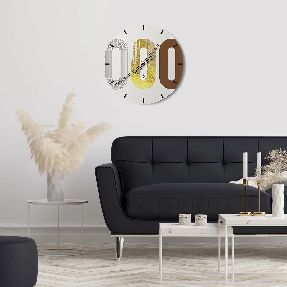 Nástěnné hodiny - Abstraktní kompozice geometrických tvarů a textur - 30x30cm - Ooo! - Moderní nástěnná dekorace do obývacího pokoje, kuchyně a ložnice ARTTOR