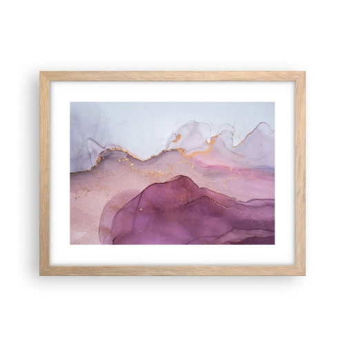 Plakát v rámu světlý dub - Fialové a lilové vlny - 40x30 cm