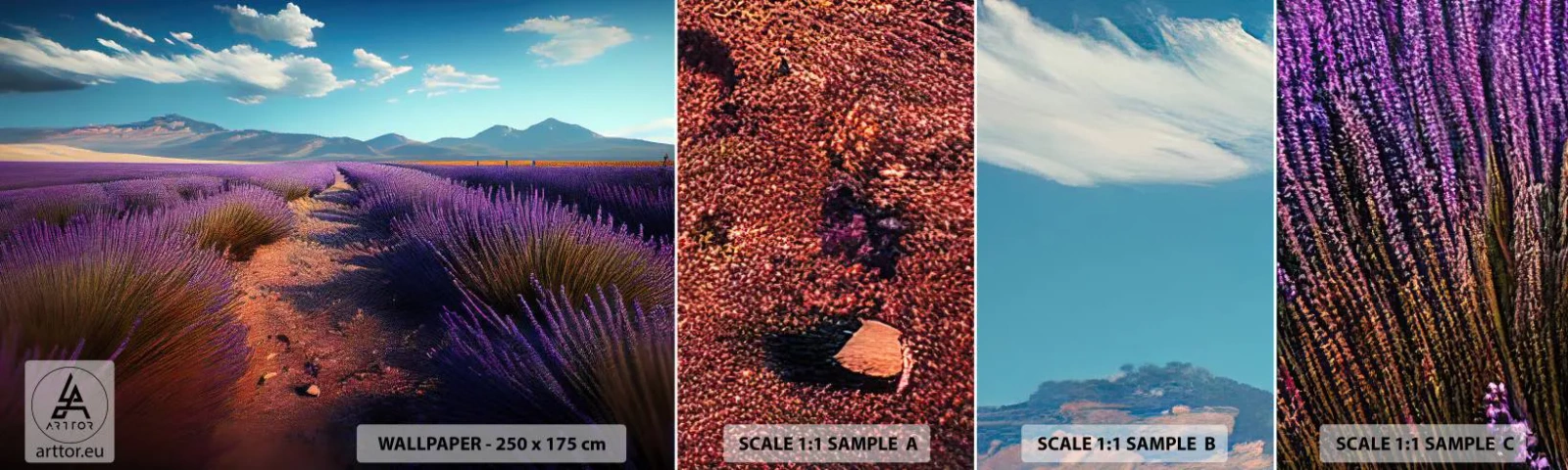 Vzor Fototapety Samolepicí Deluxe Sticker - Voňavá pole - Levandule, Horizont, Krajina - 100x30 cm