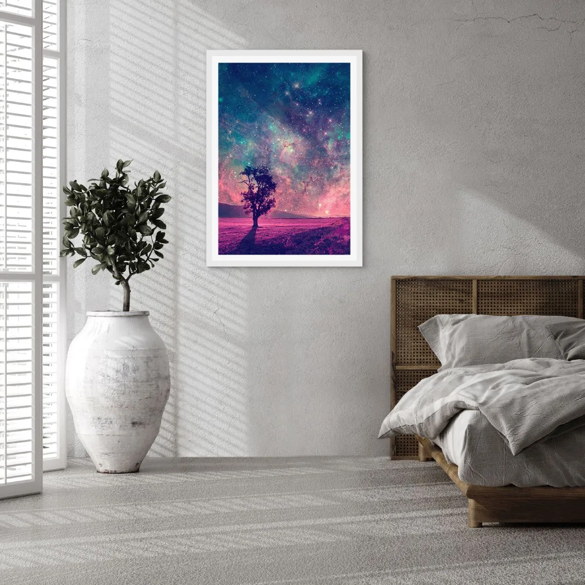 Plakát v bílém rámu - Pod magickou oblohou - 40x50 cm