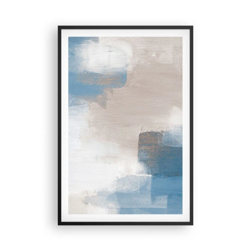 Plakát v černém rámu - Růžová abstrakce za modrým závojem - 61x91 cm