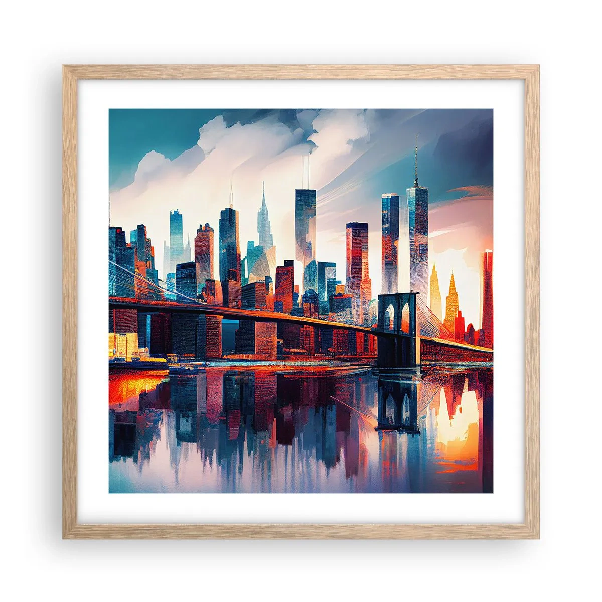 Plakát v rámu světlý dub - Famózní New York - 50x50 cm