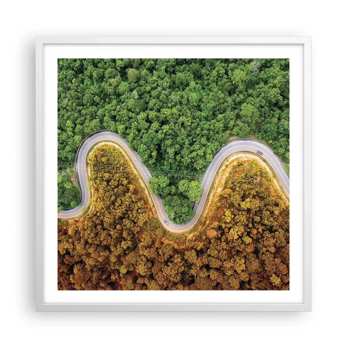 Plakát v bílém rámu - Hranice a průlomy - 60x60 cm