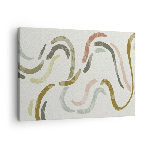 Obraz na plátně - Abstraktní oblouky v pastelových barvách - 70x50cm - Radostný tanec abstrakce - Moderní nástěnná dekorace do obývacího pokoje a ložnice ARTTOR