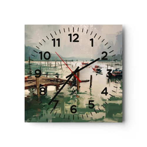 Nástěnné hodiny - Zalité roztaveným měsícem - 40x40 cm