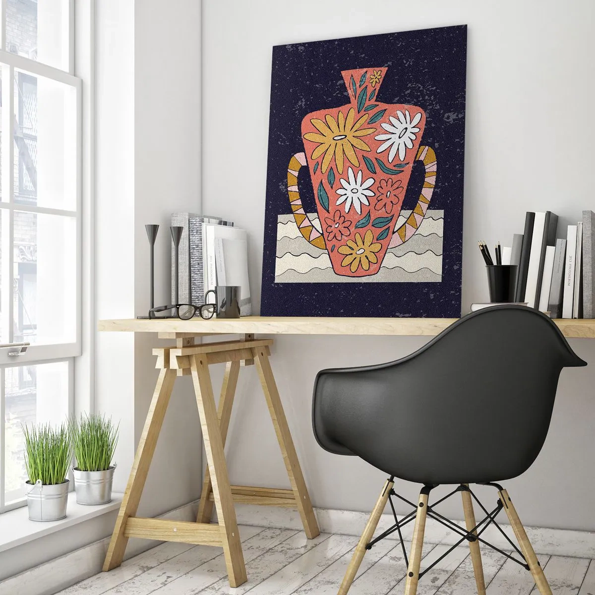 Obraz na skle - Malovaný džbán - 50x70 cm