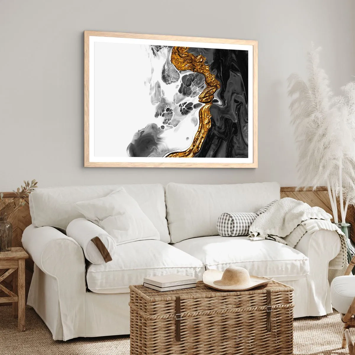 Plakát v rámu světlý dub - Organická kompozice - 100x70 cm