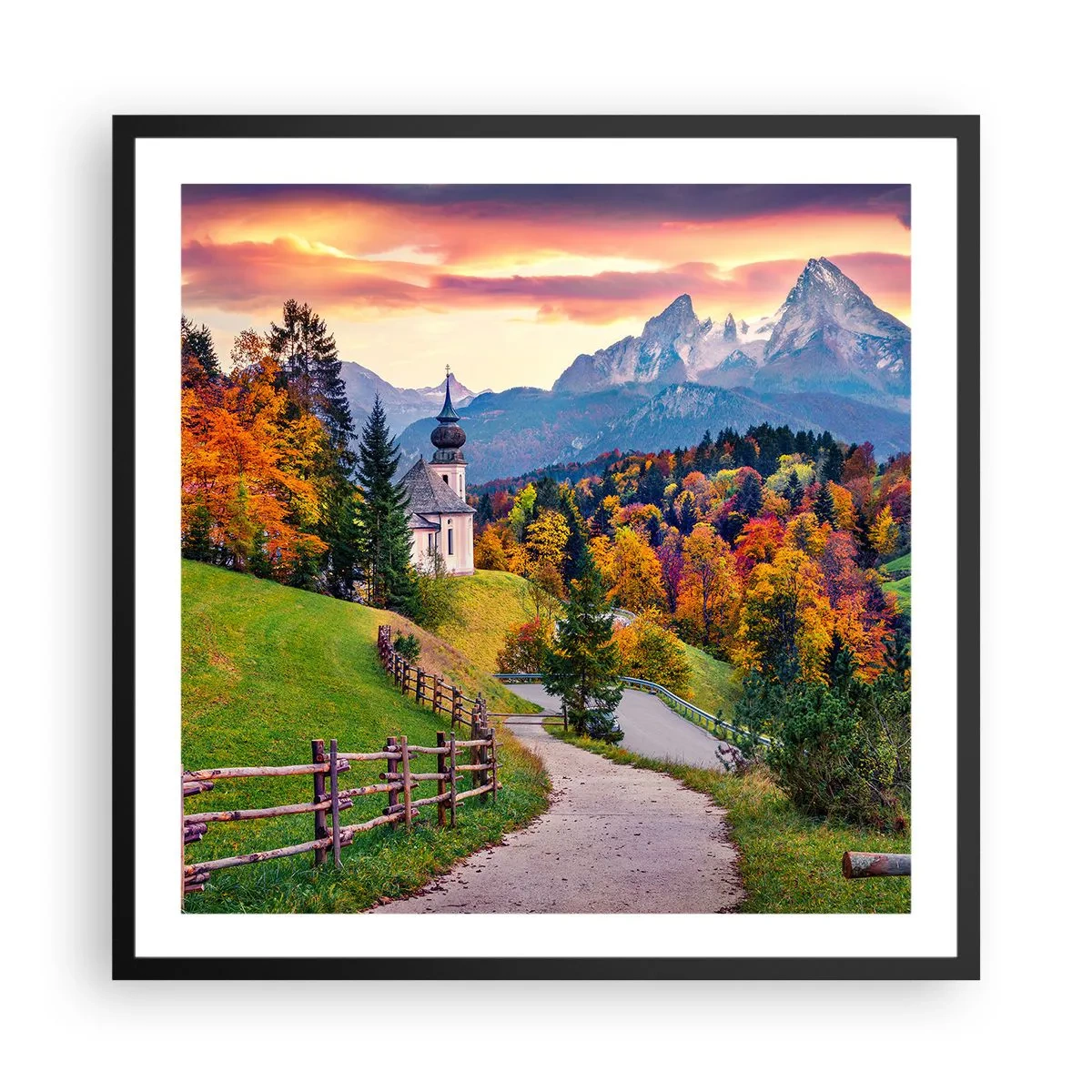 Plakát v černém rámu - Naprosto ideální krajina - 60x60 cm
