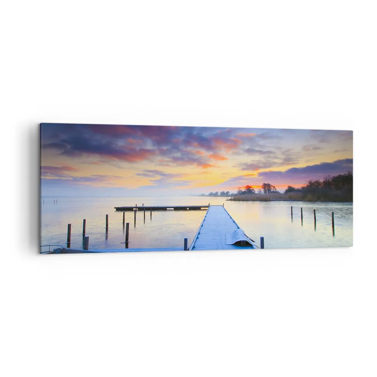 Obraz na plátně - Fialovo-zlatý klid - 140x50 cm