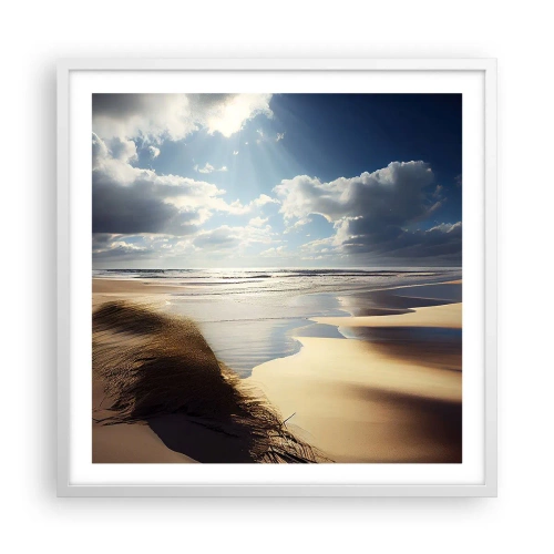 Plakát v bílém rámu - Pláž, divoká pláž - 60x60 cm