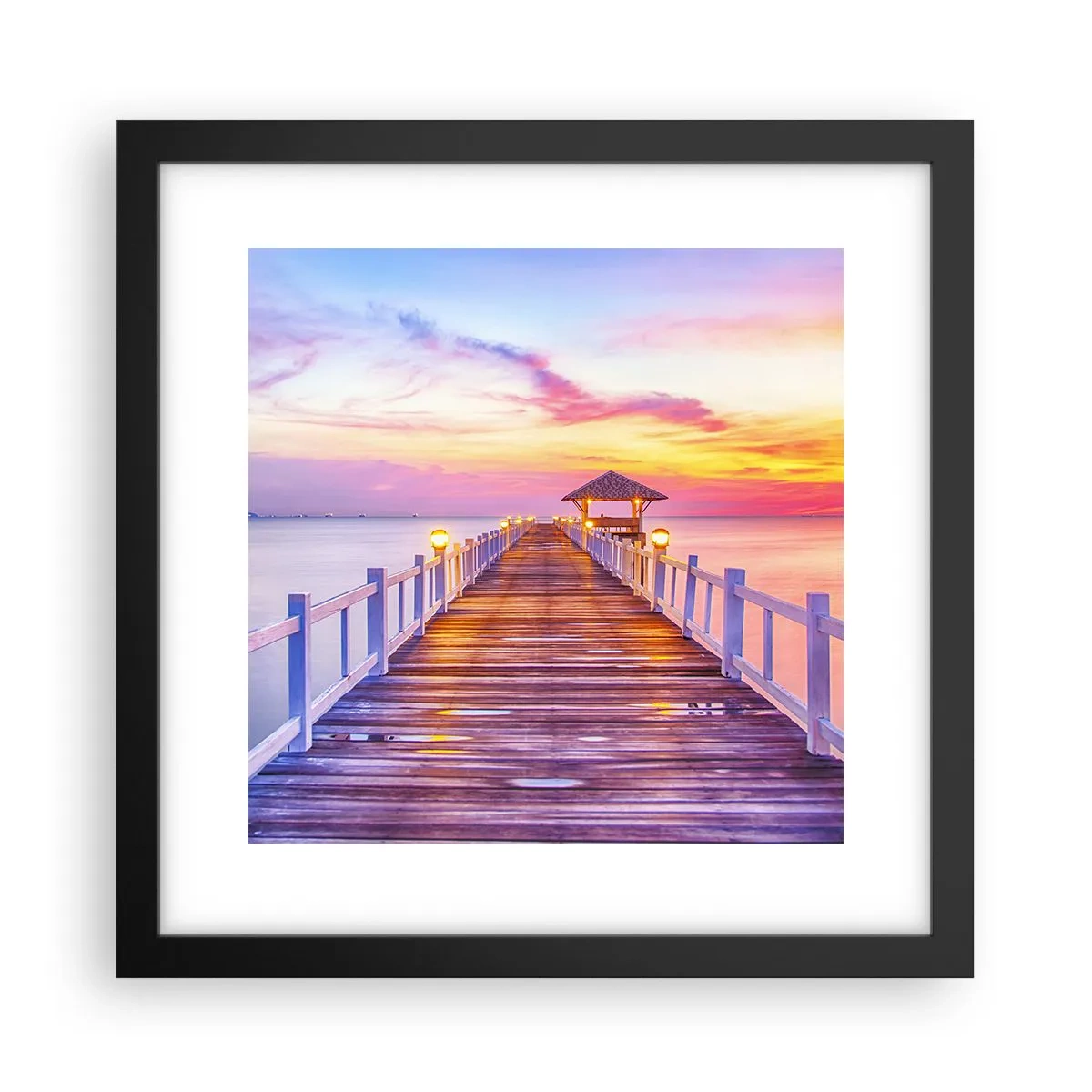 Plakát v černém rámu - Liliově-zlaté ticho večera - 30x30 cm