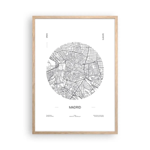 Plakát v rámu světlý dub - Anatomie Madridu - 50x70 cm