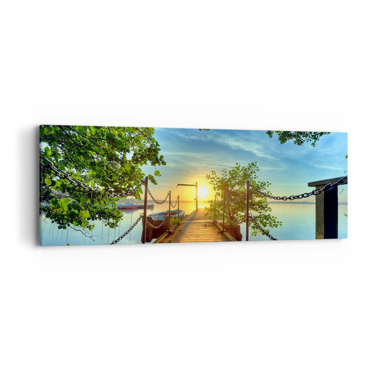 Obraz na plátně - Západ u vody - 90x30 cm