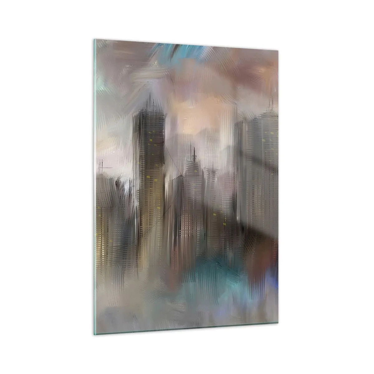 Obraz na skle - Kompozice z oceli, kamene a mlhy - 50x70 cm