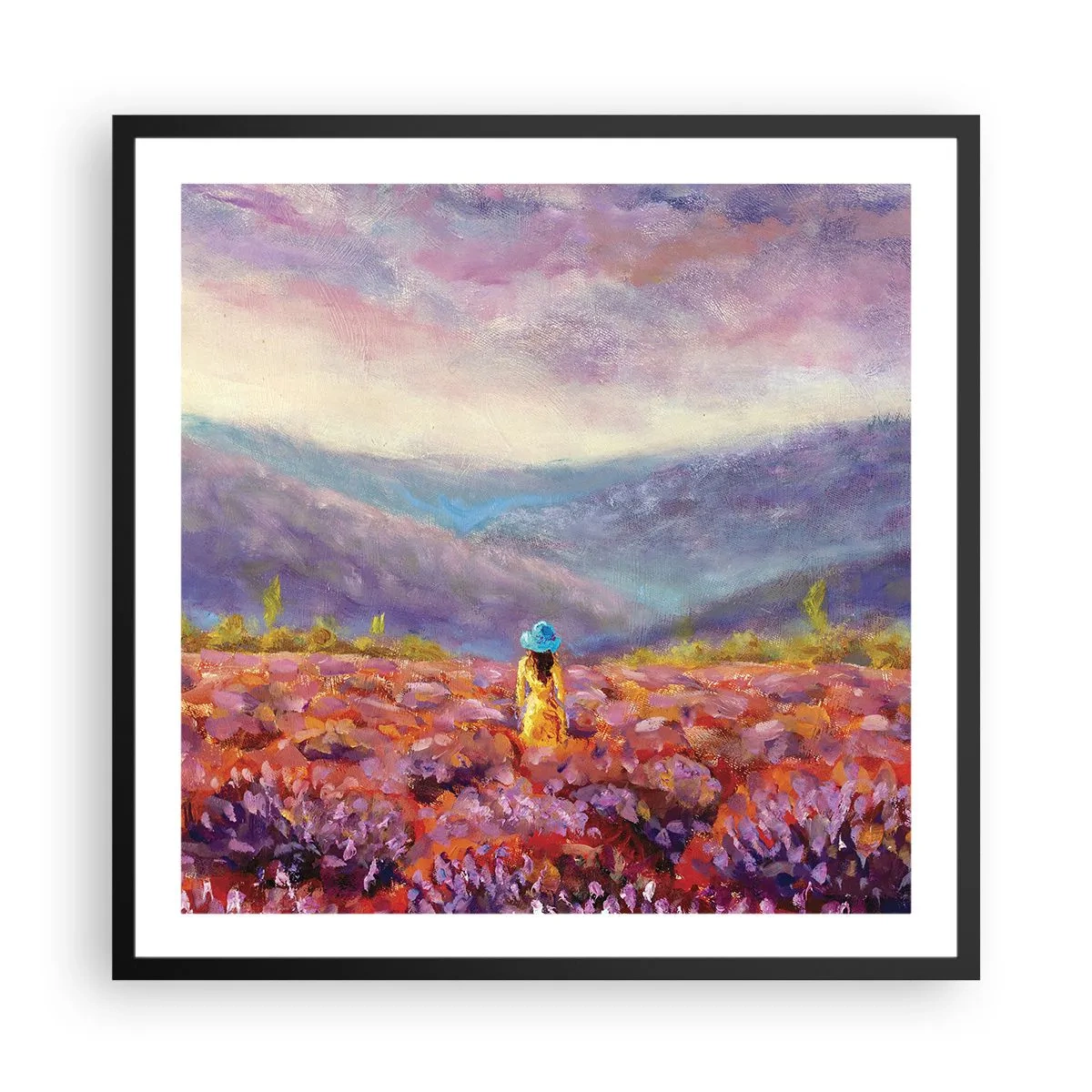 Plakát v černém rámu - V levandulovém světě - 60x60 cm