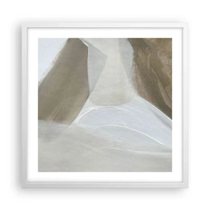 Plakát v bílém rámu - Vlna bílé - 50x50 cm