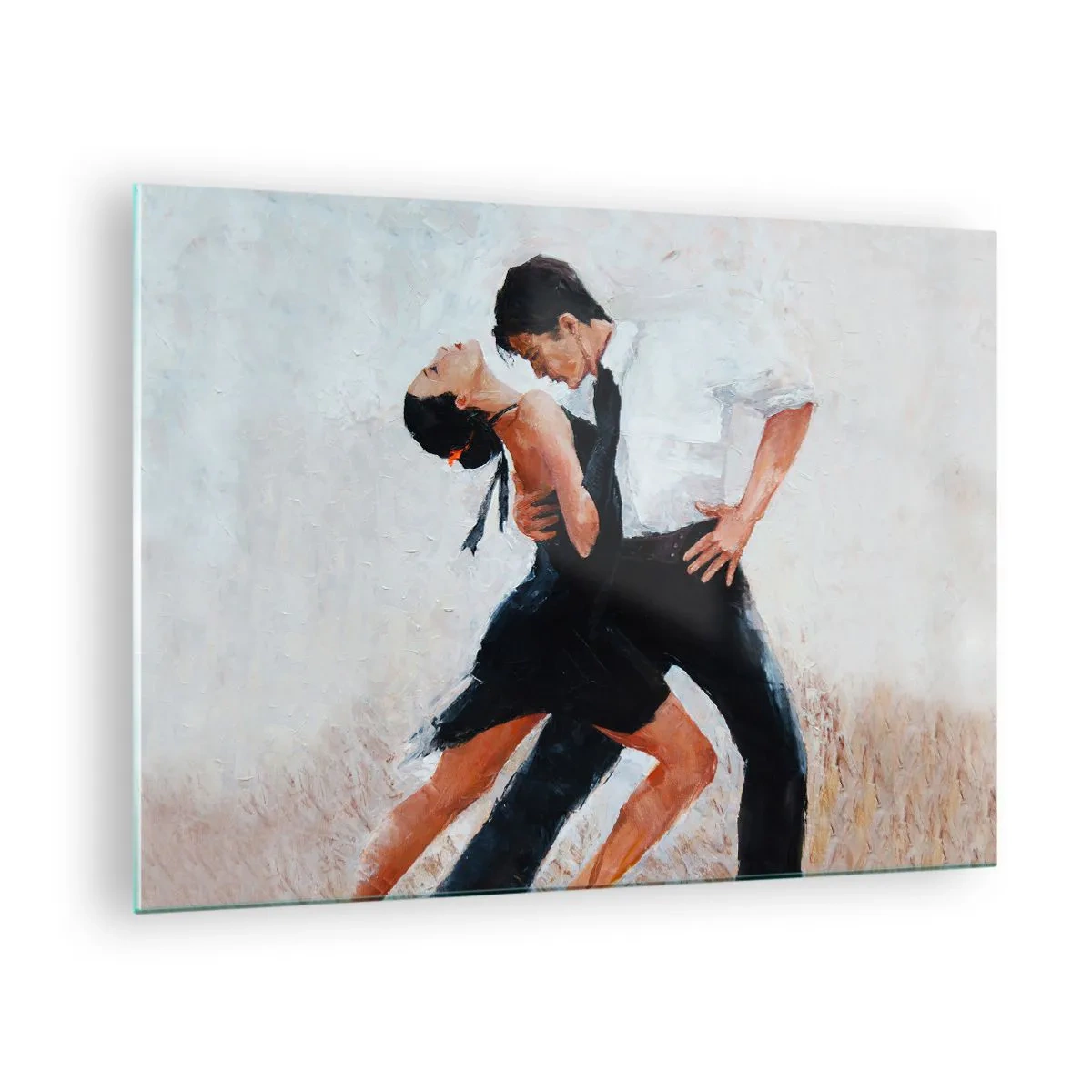 Obraz na skle - Pár tančí tango v dynamické póze - 70x50cm - Tango mých tužeb a snů - Moderní nástěnná dekorace do obývacího pokoje a ložnice ARTTOR