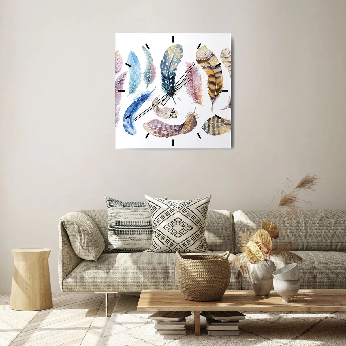 Nástěnné hodiny - Lehké, strakaté a vícebarevné - 30x30 cm