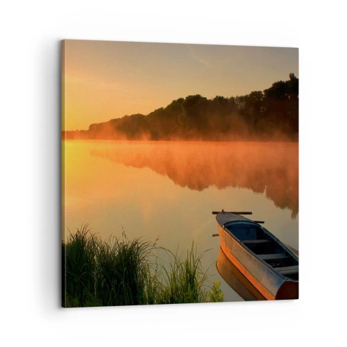 Obraz na plátně - Východ slunce u vody jako povrch zrcadla - 60x60 cm