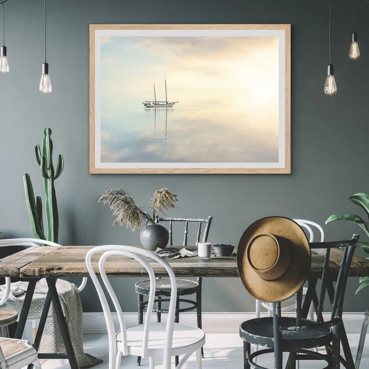 Plakát v rámu světlý dub - V moři ticha - 70x50 cm