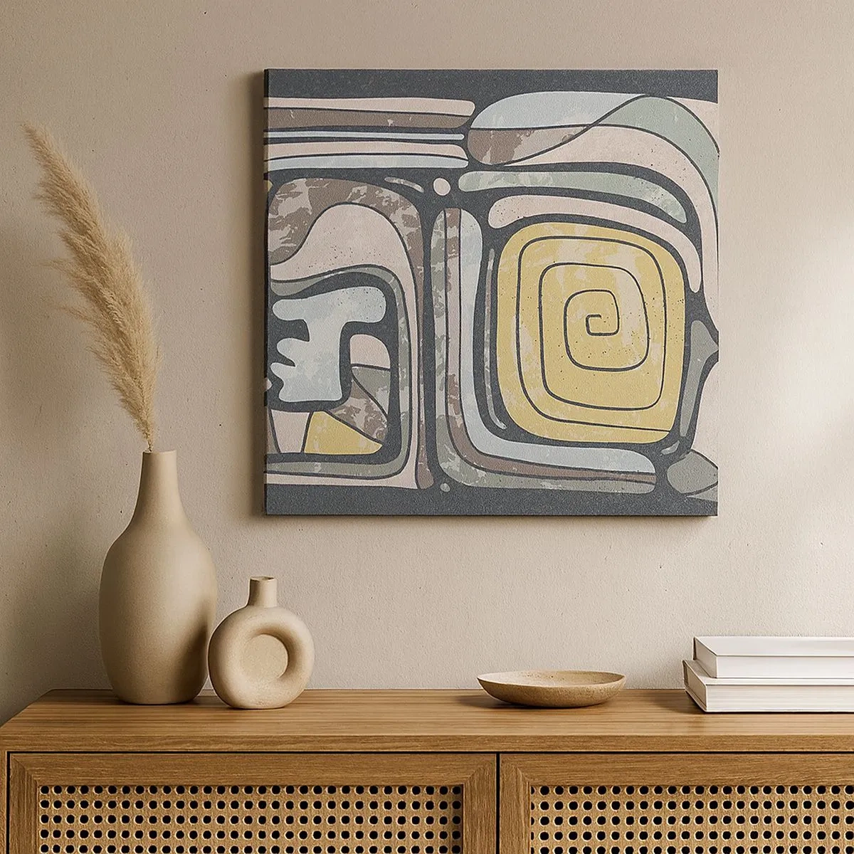 Obraz na plátně - Abstrakce v předkolumbovském duchu - 30x30 cm