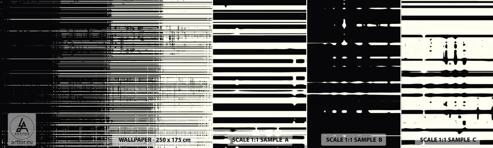 Vzor Fototapety Samolepicí Deluxe Sticker - Vlny a vibrace - Černý a bílý, Čárové kódy, Čáry - 100x30 cm