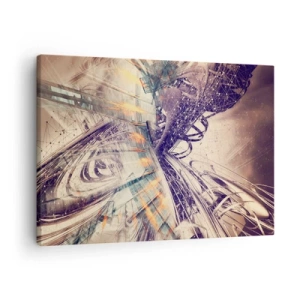 Obraz na plátně - Dynamická abstrakce v odstínech béžové a fialové - 70x50cm - Ve velkém spěchu - Moderní nástěnná dekorace do obývacího pokoje a ložnice ARTTOR