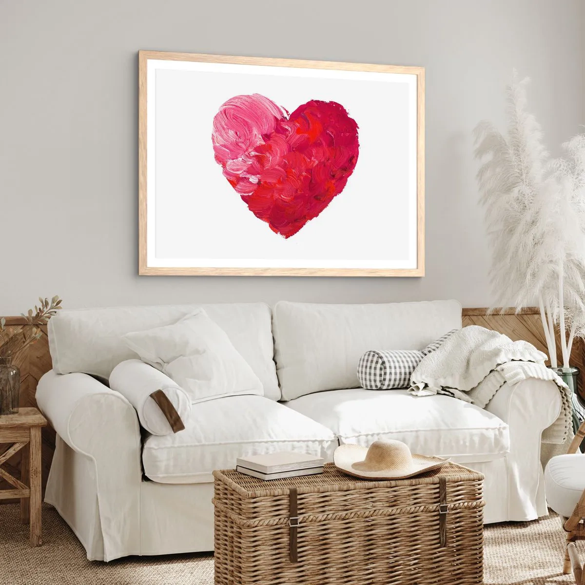 Plakát v rámu světlý dub - All you need is love - 100x70 cm